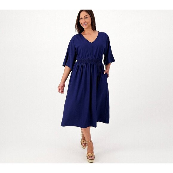 Girl With Curves Textured Woven Regular Caftan Dress Navy,Small - Picture 1 of 1
